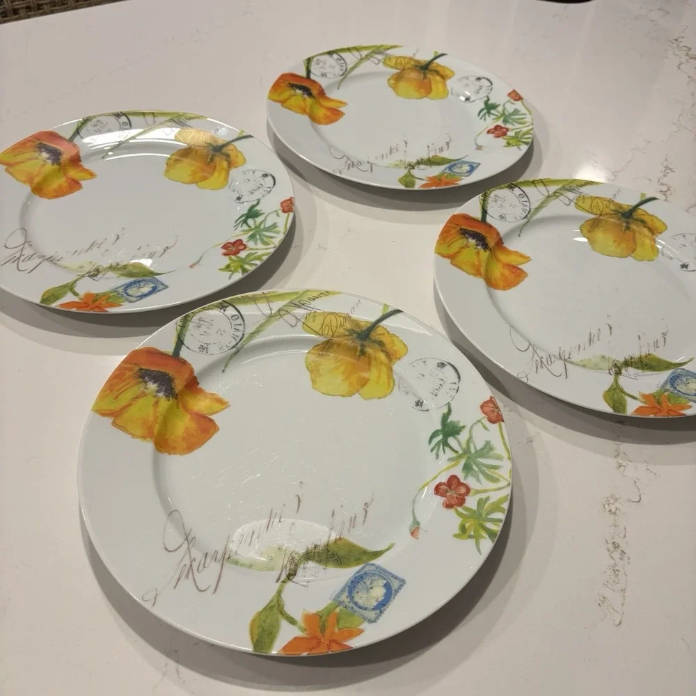 Williams Sonoma Bernardaud Jardin des Fleurs Dinner Plate Set Of 4
